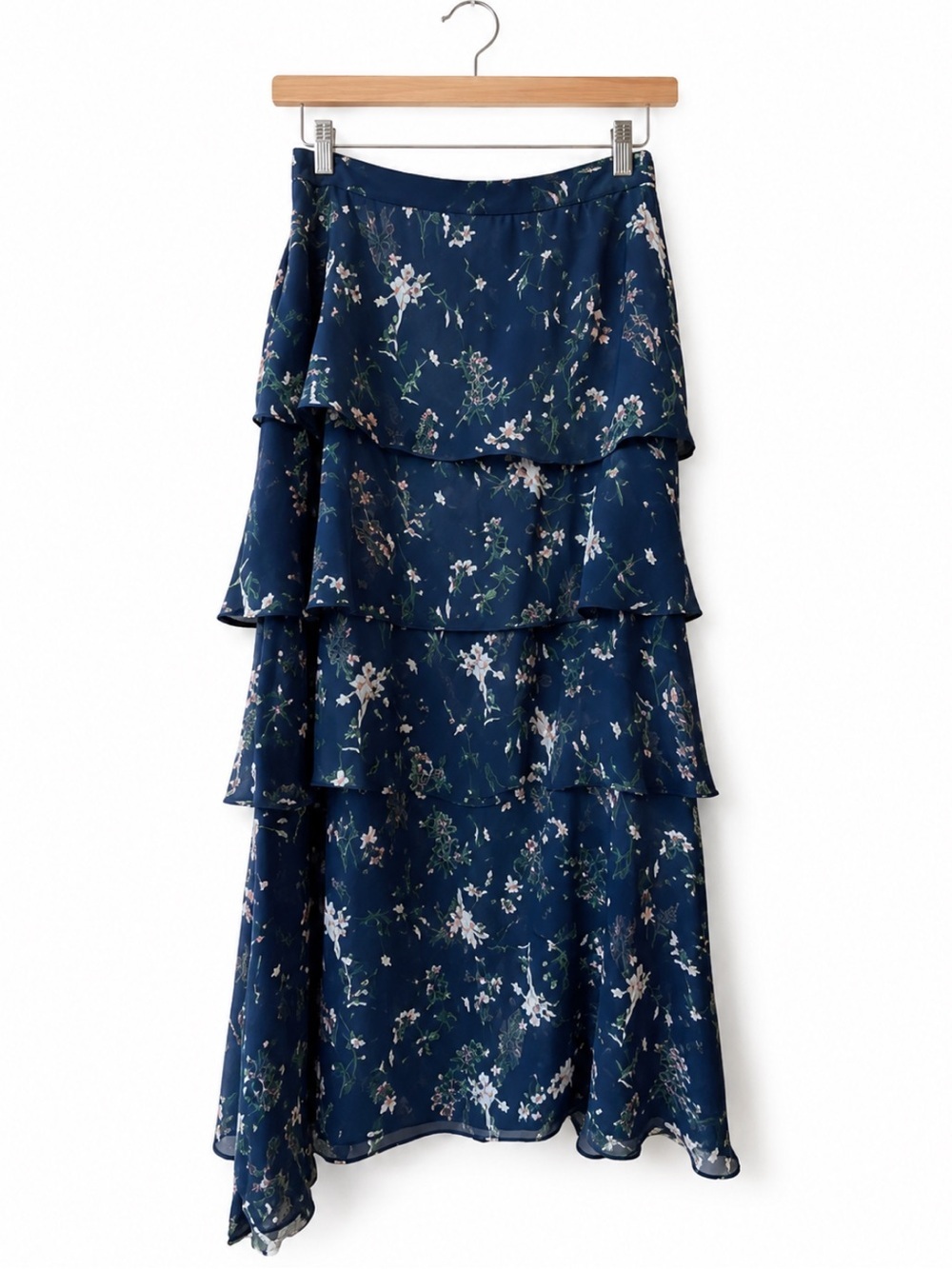 Anthropologie Maeve Navy Floral Tiered Maxi Skirt Boho Cottagecore Small EUC! - Picture 3 of 7